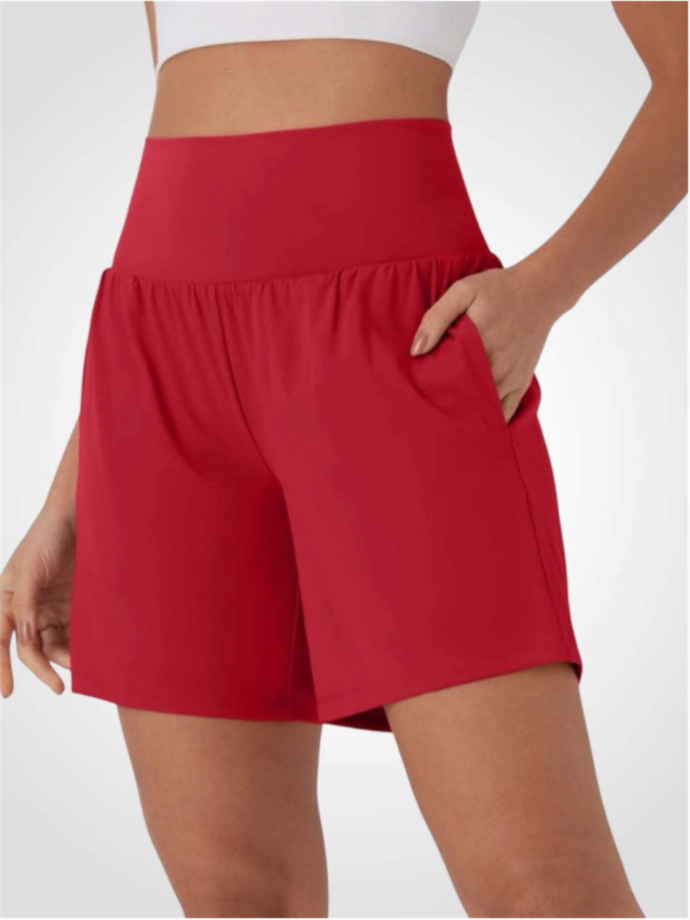 Size M (Long) Halara High Waisted Back Pocket & Side Hidden Pocket 2 in 1 Shorts